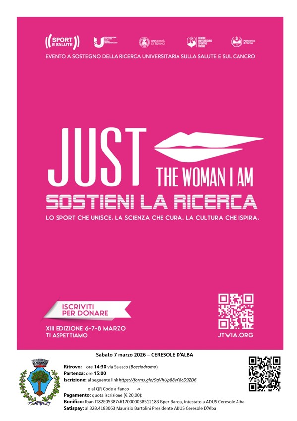 Ceresole d’Alba aderisce a Just The Woman I Am 2026